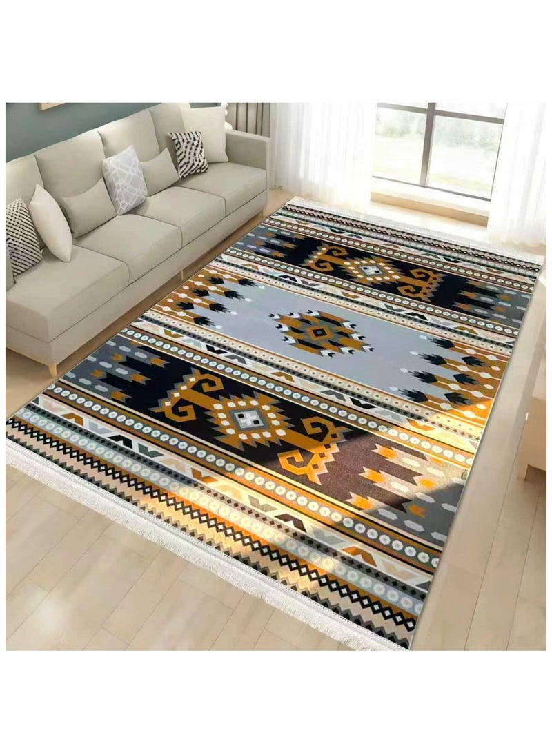 SMART HOME Large padded floor mat with a soft velvet surface and non-slip backing - Living room rug - Majlis rug - Lounge rug - Luxurious decorative rug - Elegant rug with modern patterns for living rooms and majlis - Size 400x300cm - Suitable for everyday use and entertaining - Image 1